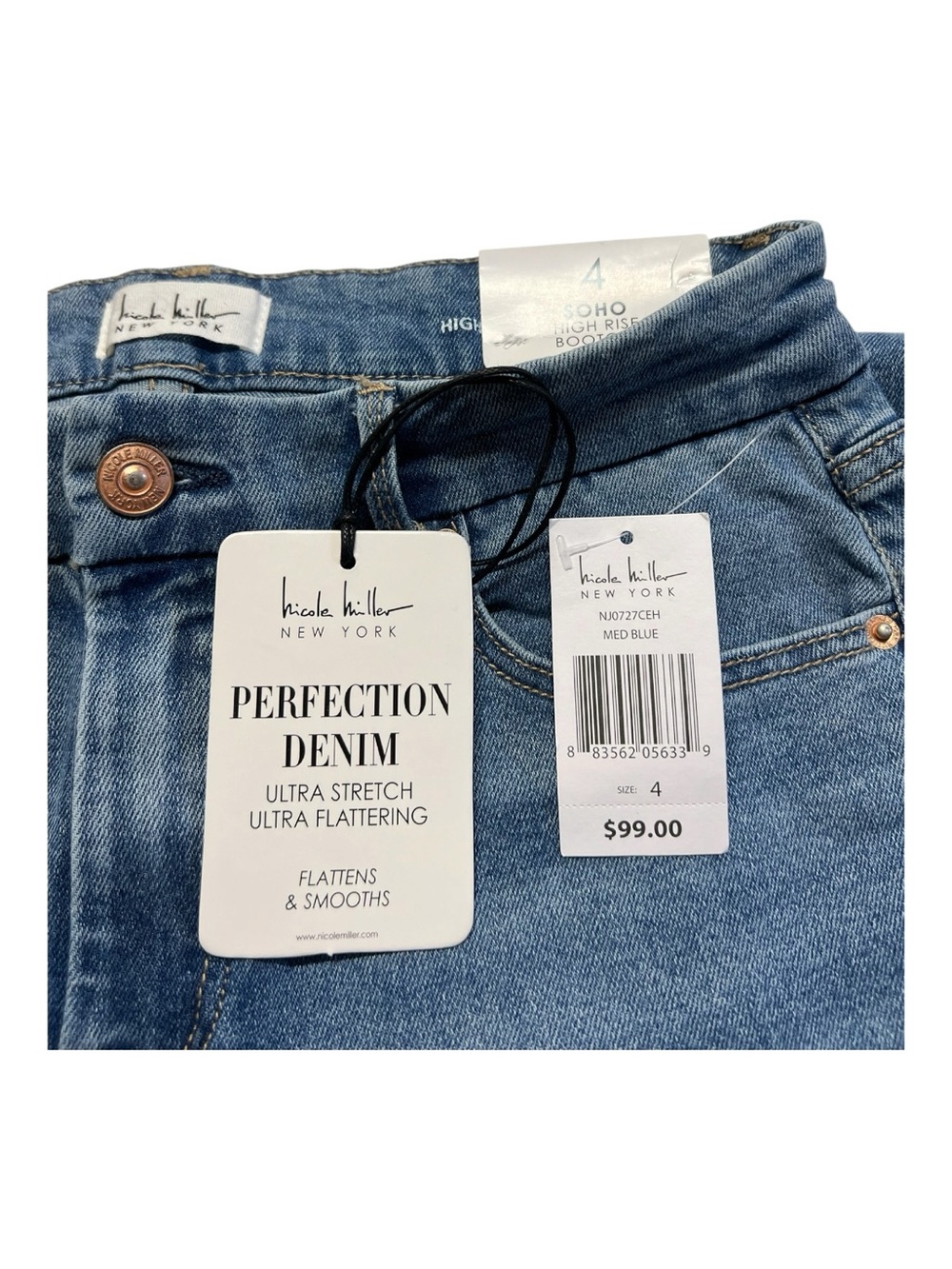 🆕 NWT Nicole Miller NY Soho High Rise Bootcut Jeans | Size 4 - Picture 10 of 11